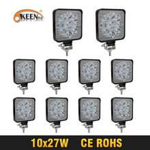 OKEEN-luz de trabajo LED cuadrada de 27W, reflector de alta potencia para 4x4, todoterreno, ATV, UTV, camión, Tractor, luces de motocicleta, 10 Uds. 2024 - compra barato