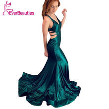 Mermaid Evening Dress Long 2020 Vestidos De Fiesta Shiny Satin Robe De Soiree V-Neck Abiti Da Sera Backless Vestidos Elegantes 2024 - buy cheap