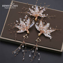 HIMSTORY Newest Handmade Beaded Wedding Hair Hairpins Clips Rose Gold Leaf Bridal Hair Jewelry Accessories 2024 - buy cheap