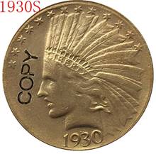 24-k ouro 1930-s cabeça indiana $10 ouro moeda cópia 2024 - compre barato