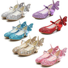 New Fashion Crystal Girls Shoes Elsa Rapunzel Princess Sequins Butterfly Kids Sandals Aurora Cinderelia Dress Up Shoes For Party 2024 - buy cheap