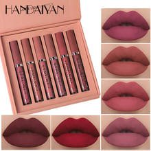 HANDAIYAN-Conjunto de pintalabios líquido para mujer, conjunto de 6 colores a la moda, brillo de labios, maquillaje Nude, brillo de labios de terciopelo mate, hidratante Natural rojo 2024 - compra barato