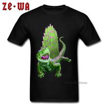 Camiseta 3d homens, camiseta com estampa de dimetrodon verde, dinossauro louco, camiseta de algodão preto funk 2024 - compre barato