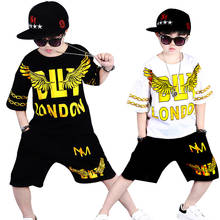 new Children Boys Jazz Dance Costume Set letter Tops+Pants 2 Pieces Set Hip Hop Street Dancing Clothes For Kids Casual Outfit 2024 - buy cheap