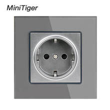 Minitiger Crystal Glass Panel Wall Power Socket Grounded 16A EU Standard Electrical Outlet Black White Gold Grey Colorful 2024 - buy cheap