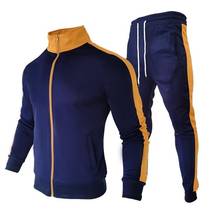 Treino para homem 2 peças casual sólido esporte zíper cardigan hoodies + sweatshirts primavera outono calças casuais conjuntos 2024 - compre barato