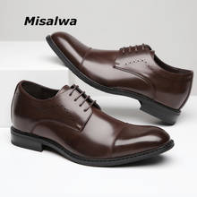 Misalwa-zapatos de vestir de cuero Brogue para hombre, calzado Formal clásico con punta cuadrada, marrón y negro, con tacón alto, 5CM de altura 2024 - compra barato