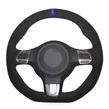 Black Suede Hand-Stitched Car Steering Wheel Cover For Volkswagen Golf 6 GTI MK6 VW Polo GTI Scirocco R Passat CC R-Line 2010 2024 - buy cheap