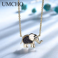 UMCHO Glitter Elephant 925 Sterling Silver Necklace Pendants For Women Girls Birthday Party Gift Decoration Fine Jewelry 2024 - buy cheap