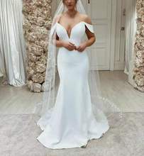 Elegant Long V-Neck Mermaid Satin Wedding Dresses Custom Off Shoulder Floor Length Corset Back Bridal Gowns for Women 2024 - buy cheap