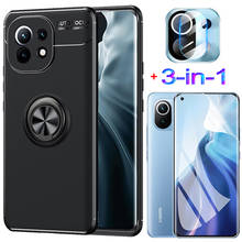 3-in-1, case + hydrogel film for mi11 xiaomi mi 11pro magnetic ring silicone phone cases mi-11 cover mi 11 pro xiaomi mi 11 case 2024 - buy cheap