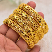 Annayoyo 4Pcs Trendy Bangles Women Bracelet Wholesale Braslet Gold Color braclet Ethiopia Ethnic Gold Bracelet For Women 2024 - buy cheap