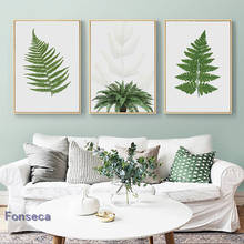 Decoração estilo nórdico para casa, suporte com folhas verdes, aquarela, plantas verdes, pintura em tela, imagens de arte de parede para decoração de quarto 2024 - compre barato