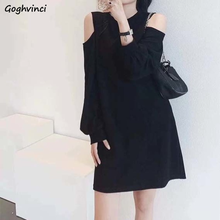 Long Sleeve Dress Female Spring Autumn All-match Elegant Casual Trendy Office Korean Style Simple Streetwear Hollow Out Retro 2024 - buy cheap