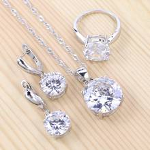 Luxury Cubic Zirconia 925 Sterling Silver Classic Jewelry Sets For Women Earrings Pendant Necklace Ring Set Free Gift Box 2024 - buy cheap