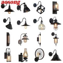 Aosong-lâmpada de parede retrô estilo loft, vintage, contemporânea, estilo industrial, luz, corredor, para casa 2024 - compre barato