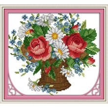 Amor Eterno, todas las flores florecen juntas, Kits de punto de cruz chinos, algodón ecológico impreso 11 14ct, bricolaje, decoración de Navidad 2024 - compra barato