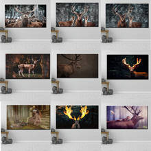 Large Size Wall Art Canvas Painting Animals Deer In The Winter Woods Poster HD Print Animal Pictures for Living Room Decoration 2024 - buy cheap
