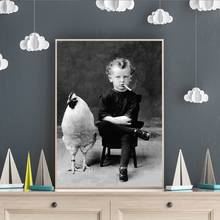 Canvas Wall Art HD Prints Chicken Home Decor Child Poster Black and White Pictures Smoking Paintings For Living Room Framework 2024 - buy cheap