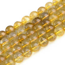 5-12mm natural rutilated contas de quartzo 15 round round redondo amarelo diy contas soltas para fazer jóias contas pulseiras colar brinco 2024 - compre barato