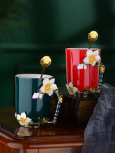 Креативная эмалированная Цветная Керамическая чашка для кофе, чашка для чая, молока, металлическая ручка, стильная кофейная кружка, керамическая кружка для воды, послеобеденные чайные чашки 2024 - купить недорого