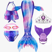 Conjunto de 6 unidades para niños niñas sirena con cola y aleta Monofin, traje de baño para Halloween, para chicas en Bikini, 2020 2024 - compra barato