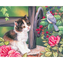 Flower Cat Bird DIY Embroidery Cross Stitch 11CT Kits Needlework Craft Set Printed Canvas Cotton Thread Home For Living Room 2024 - buy cheap