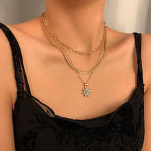 New Crystal Flower Chains Pendant Necklaces For Women Multilevel Fashion Gold Silver Color Snake Chain Female Necklace Jewe 2024 - buy cheap