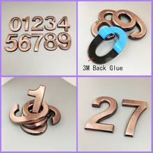 7cm Red Bronze 3D Digits 0-9 House Number Sticker Plating Digital Metal Building Door Address Floor Hotel Number Sticker Plate 2024 - buy cheap