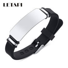 LETAPI New Brand Fashion White Black Stainless Steel Silicone Medical Alert ID Custom Bracelets Engraving Wristband For Men 2024 - buy cheap