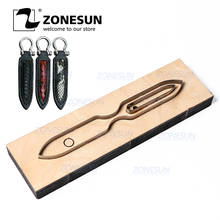 Zonesun s002 corte de chaves de couro personalizado, corte para chaves artesanais, cobertura para chaveiro, pendurar, decoração, clicker, molde de aço 2024 - compre barato