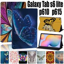 Para samsung galaxy tab s6 lite 10.4 polegada p610 p615 suporte de couro do plutônio tablet moda capa + stylus grátis 2024 - compre barato
