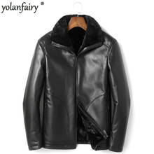 Winter Real Sheepskin Coat Genuine Leather Jacket Men Mink Fur Liner Mens Leather Jacket Warm Down Coat P18181501 YY480 2024 - buy cheap