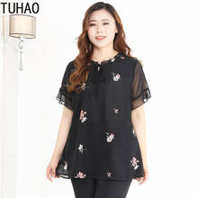 TUHAO WOMEN Elegant Blouse 10XL 9XL 8XL 7XL Oversized Summer Chiffon Blouses Shirt OFFICE LADY Mother Mom Top blouse WM06 2024 - buy cheap