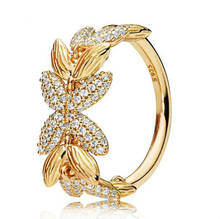 Anillo Pandora de Plata de Ley 925 para mujer, círculo dorado de semillas con anillos de cristal, regalo de fiesta de boda, joyería de moda 2024 - compra barato