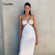 Townlike Halter Backless  2021 Summer Women Strapless Holllow Out Low Cut Slim Sexy Bodycon Dress Elegant Midi Long Dresses  2024 - buy cheap