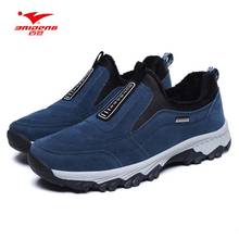 Baideng-zapatos de senderismo de algodón para hombre, zapatillas deportivas de gamuza de gran tamaño, de piel de felpa, Botas de senderismo de montaña para escalada, Invierno 2024 - compra barato