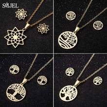 SMJEL Collier 2019 Tree Of Life Necklaces Stainless Steel Round Pendant Necklaces For Women Men Gifts bijoux 2024 - buy cheap