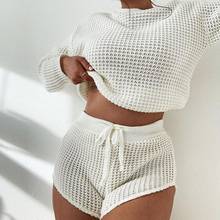 hirigin Sexy Mujer White Crop Top And Shorts Set Lounge Wear Women Two Piece Short Set Summer Outfits Femme Conjuntos Verano 2024 - buy cheap