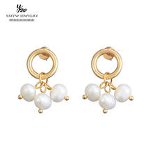 YMYW Fashion Copper Natural Pearls Drop Dangle Earrings 2019 Elegant Round Geometric Chic Small Earrings for Women Party Jewelry 2024 - buy cheap
