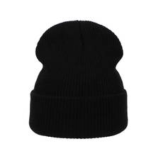 Chapéu de inverno liso tricotado, para esportes ao ar livre, chapéu de esqui quente, boné feminino simples, gorro de crochê, chapéu skullcap masculino 2024 - compre barato