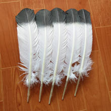 Penas brancas e cinza de peru, 100 pçs, por atacado, 10-12 polegadas/25-30 cm, para decoração de natal e casamento 2024 - compre barato