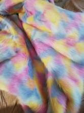 Jacquard plush Rainbow fox fur pile 30-45MM faux fur fabric,fabric for dolls,quilting fabric 2024 - buy cheap