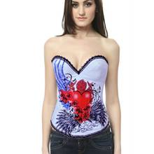 Red heart women corsets sexy steampunk rock printing bustiers waist corset top plus size corpete corselet halloween party corset 2024 - buy cheap