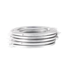 Fio de alumínio chato para diy, 3mm 2m por rolo 5 rolos com fio de metal para confecção de joias, colar, pulseiras, cor prata 2024 - compre barato