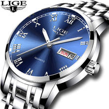LIGE Luxury Brand Men Stainless Steel Gold Watch Men's Quartz Clock Man Sports Waterproof Wrist Watches relogio masculino 2024 - buy cheap