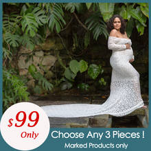 Photo Shoot Prop 3PCS/Lot Stretch Lace Maternity Dress Maxi Long Costume Pregnant Robe Photography Accessories Baby Shower Gown 2024 - buy cheap