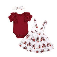 Fashion Set Baby Girl Newborn Infant child Clothes Romper Tops+Floral skirt+Headband Toddler Clothing Kids Outfits children Suit 2024 - buy cheap