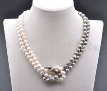 Jewelry Pearl Necklace 7-8MM NATURAL SOUTH SEA WHITE GRAY PEARL NECKLACE 18 INCH Free Shipping 2024 - buy cheap