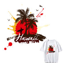 Prajna Vinyl Hawaii Patch Applique For Clothes Iron-on Transfers for Clothing Stickers Heat Transfer Summer Holiday Patches DIY 2024 - buy cheap